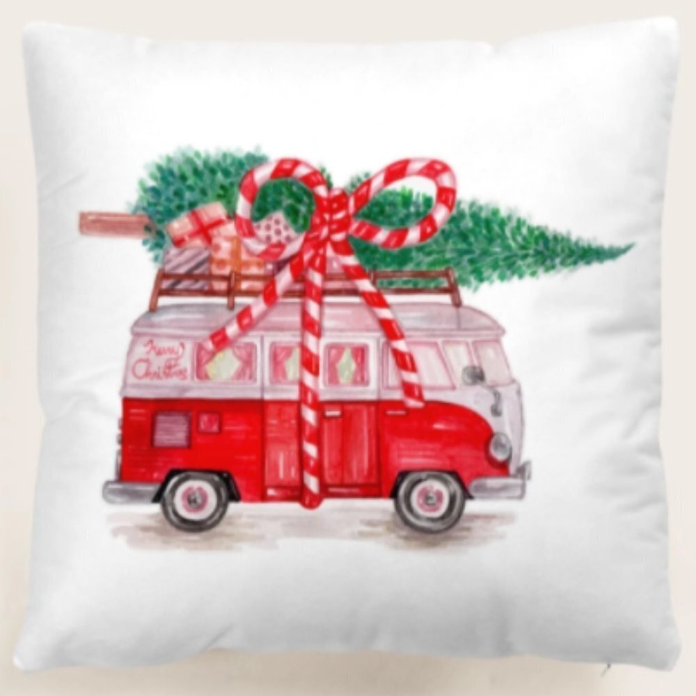 🎄NEW🎄 Christmas Tree & Truck Print Cushion Cover